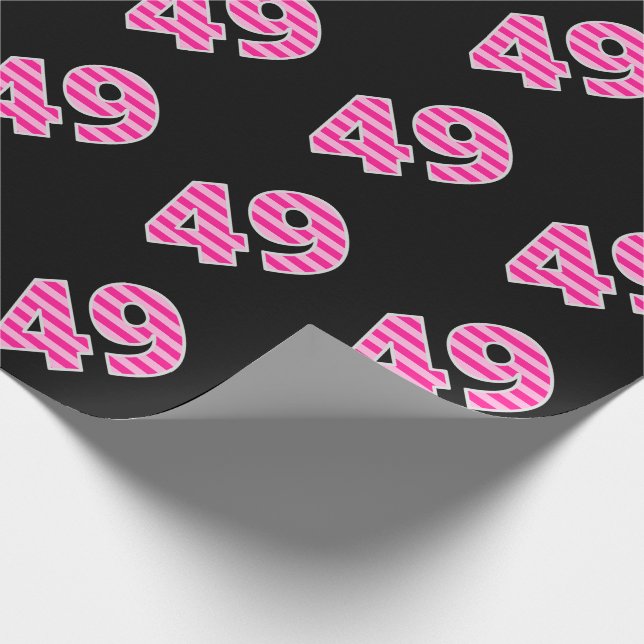 Papier Cadeau Pink Stripes 49 N° d'événement (Anniversaire, Anni (Coin)
