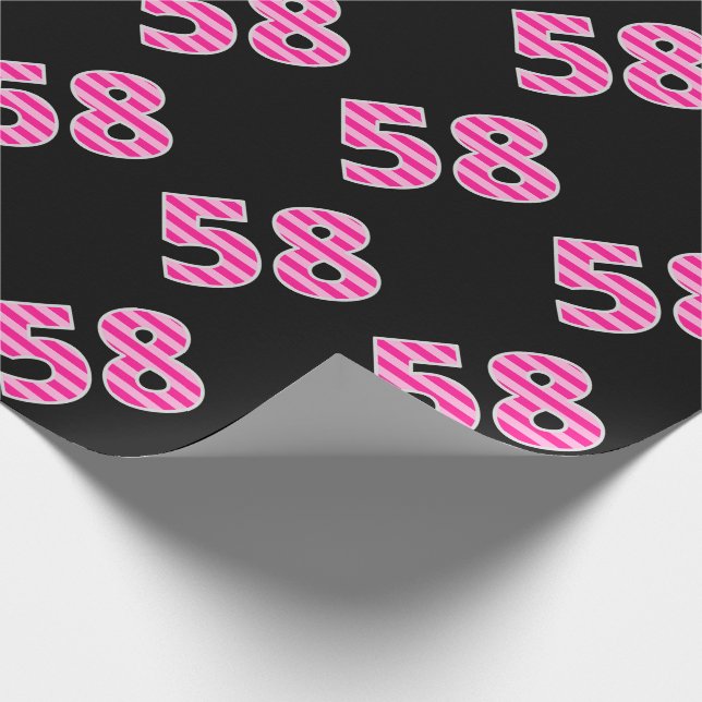 Papier Cadeau Pink Stripes 58 N° d'événement (Anniversaire, Anni (Coin)