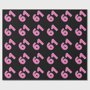 Papier Cadeau Pink Stripes 61 N° d'événement (Anniversaire, Anni