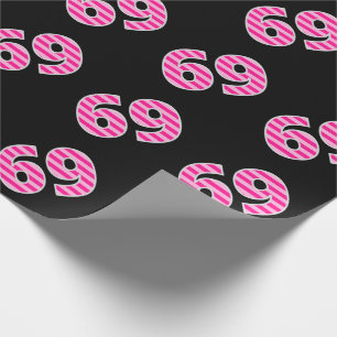 Papier Cadeau Pink Stripes 69 N° d'événement (Anniversaire, Anni