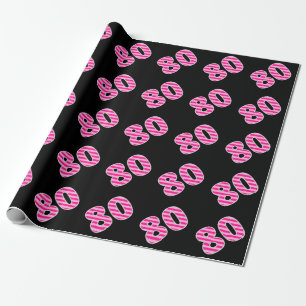 Papier Cadeau Pink Stripes 80 N° d'événement (Anniversaire, Anni