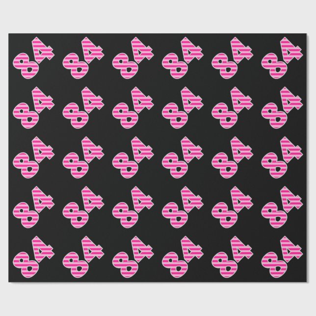 Papier Cadeau Pink Stripes 84 N° d'événement (Anniversaire, Anni (Plat)