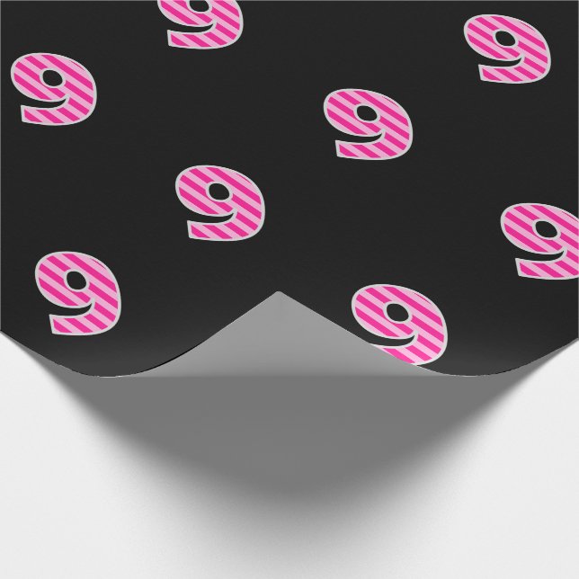 Papier Cadeau Pink Stripes 9 N° d'événement (Anniversaire, Anniv (Coin)