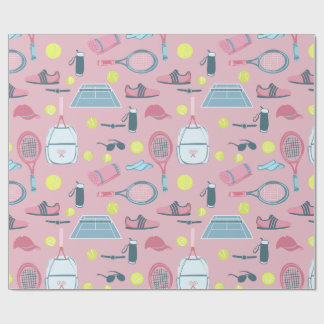 Papier Cadeau pink tennis racket ball court equipment