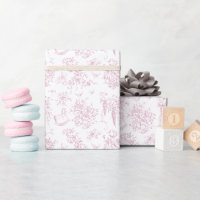 Pink Toile Floral Vintage Teddy Bear Baby shower