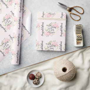 Papier Cadeau Pink Watercolor Floral - Personnaliser le Mariage