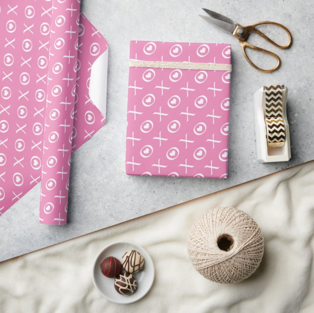 Papier Cadeau Pink & White Love Hearts & Kisses Saint Valentin (Artisanat)