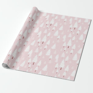 Papier Cadeau Pins blancs sur rose