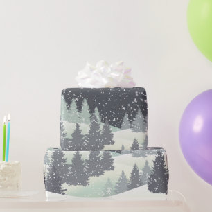Papier Cadeau Pins d'hiver