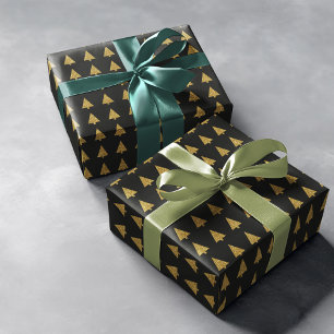 Papier Cadeau pins dorés simples et géométriques sur le noir