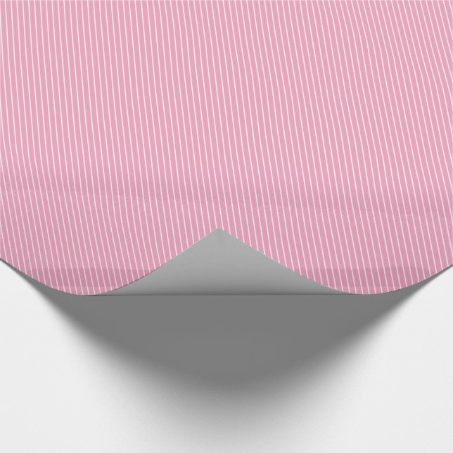 Papier Cadeau Pinstripes diagonales - rose coquille et blanc (Coin)