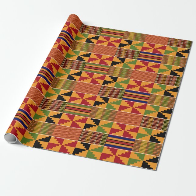 Papier Cadeau Pinwheel traditionnelle africaine Kente K70 (Déroulé)