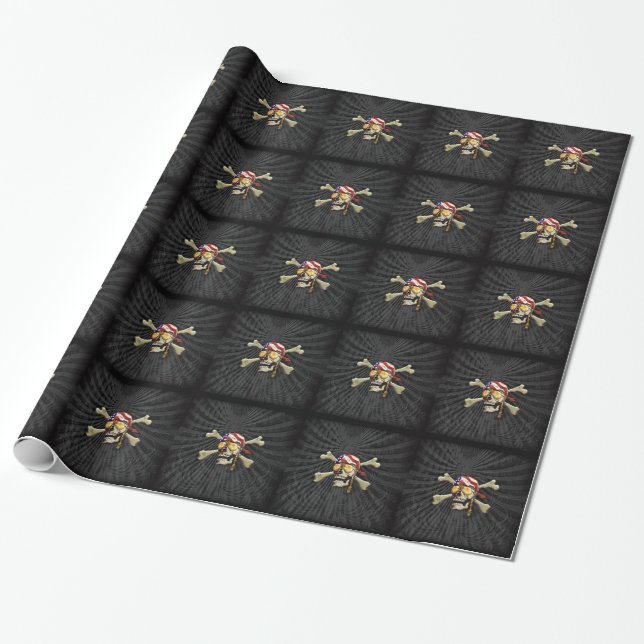Papier Cadeau Pirate crâne et os croisés (Déroulé)
