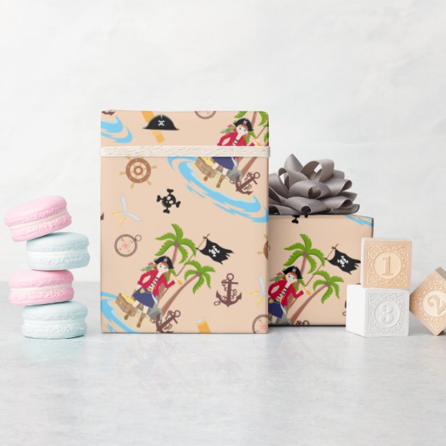 Papier Cadeau Pirate Girl Treasure Map Amusant Anniversaire Fête (Baby Shower)