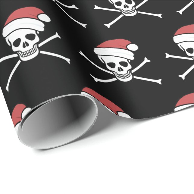 Papier Cadeau Pirate jolly roger de crâne dans un chapeau de san (Coin rond)