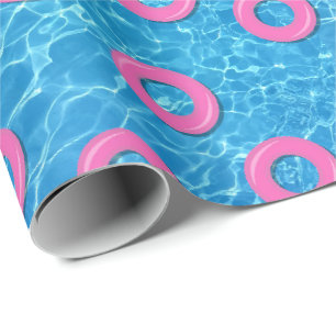 Papier Cadeau Piscine d'été Piscine rose Flottes
