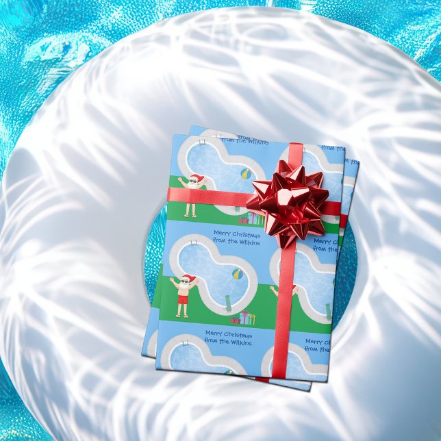Papier Cadeau Piscine Santa Claus Funny Custom Christmas (Créateur téléchargé)