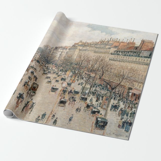 Papier Cadeau Pissarro - Boulevard Montmartre, Soleil après-midi (Déroulé)