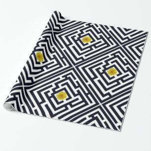 Papier Cadeau Pissenlit ensoleillé dans le labyrinthe noir sur
