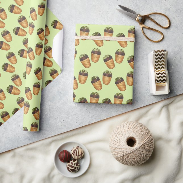 Papier Cadeau Pistachio Madeleines Pâtisseries françaises Pâtiss (Artisanat)