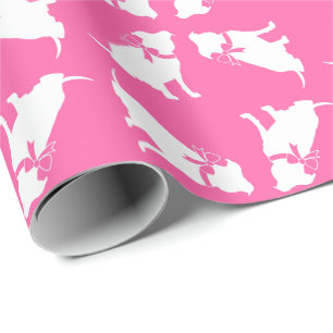 Papier Cadeau Pit Bull Chien Baby shower rose fille Pitbull