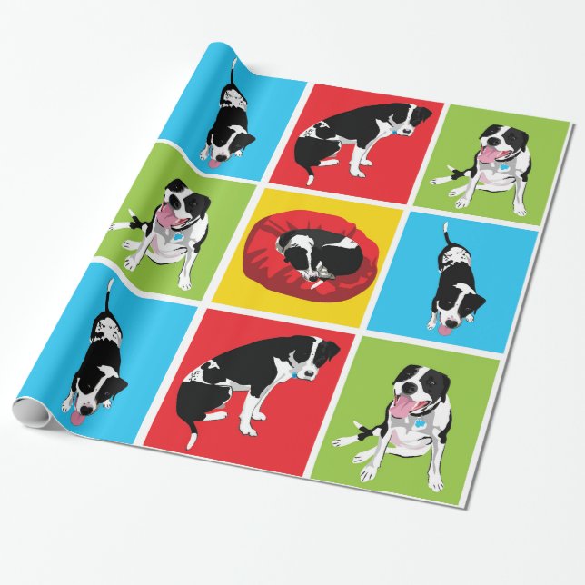 Papier Cadeau Pitbull à la maison le papier d'emballage (Déroulé)