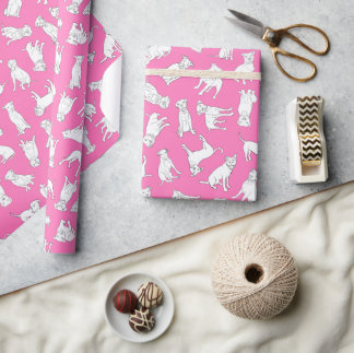 Papier Cadeau Pitbull Confetti rose chaud