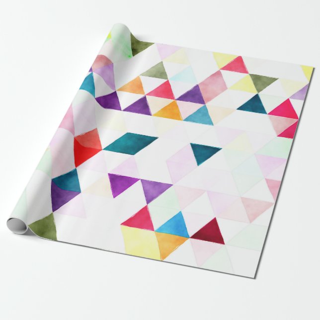 Papier Cadeau PixDezines Boho Triangles aquarelles/Géométrique (Déroulé)