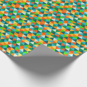 Papier Cadeau PixDezines forêt géométrique vert/orange/turquoise