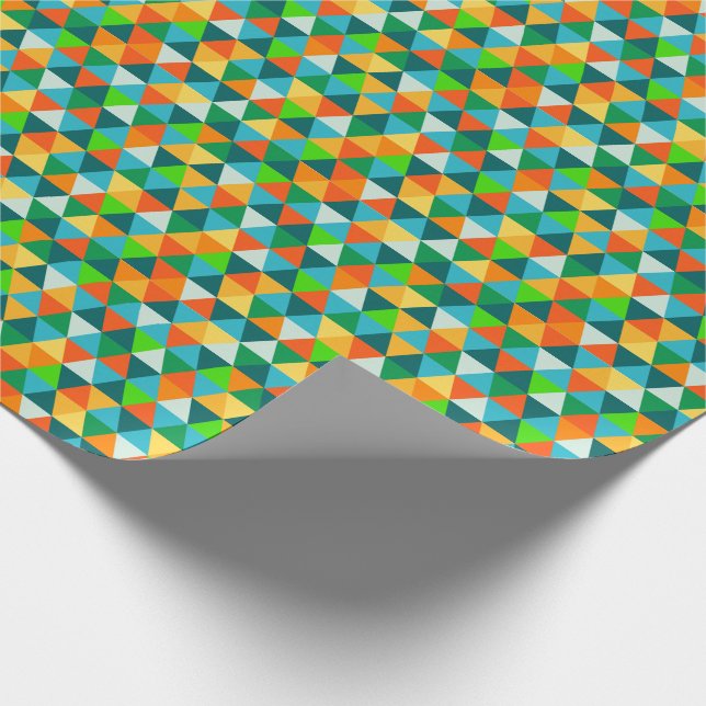 Papier Cadeau PixDezines forêt géométrique vert/orange/turquoise (Coin)