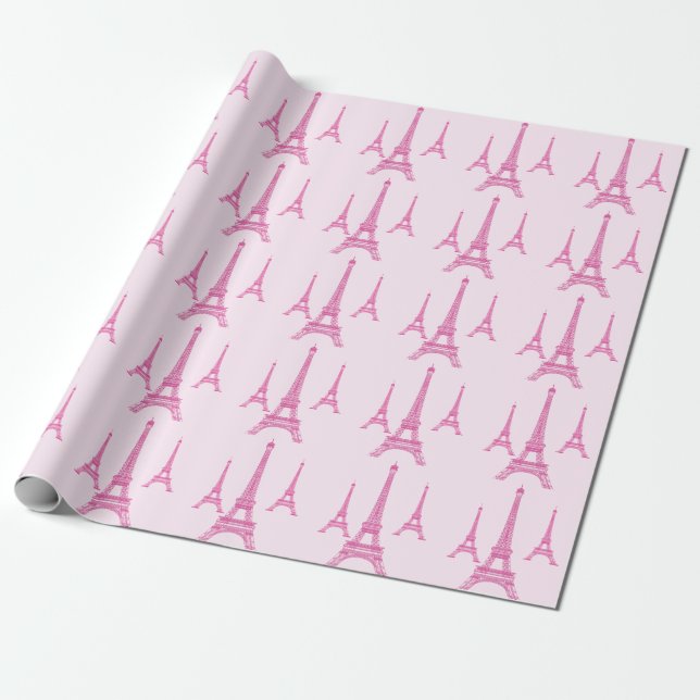 Papier Cadeau PixDezines, tours à ailes/rose vif/arrière - plan  (Déroulé)