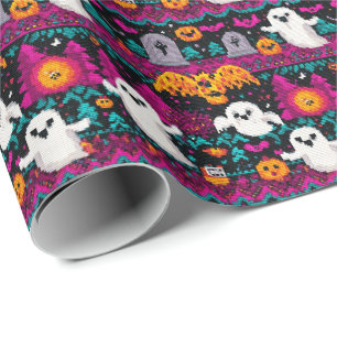 Papier Cadeau Pixel Ghosts Halloween Sweer Motif