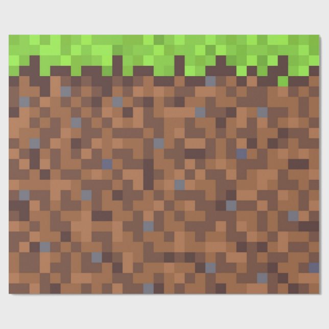 Papier Cadeau Pixel grass gamer birthday  (Plat)