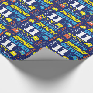 Papier Cadeau Pixel jeu alien 11e anniversaire coutume lumineuse