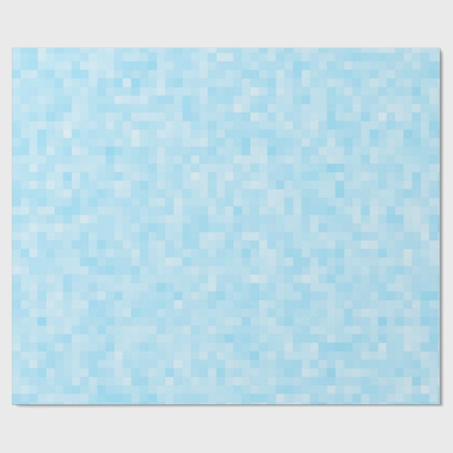 Papier Cadeau Pixellisation Mosaïque Bleue (Plat)