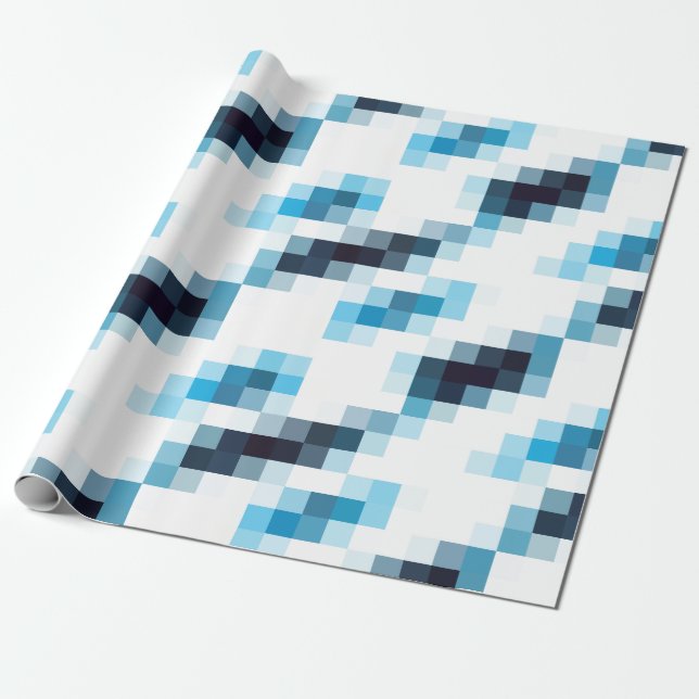 Papier Cadeau Pixels bleus de gradient (Déroulé)