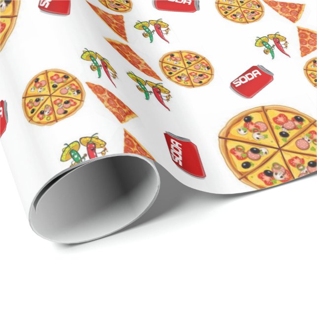 Papier Cadeau Pizza en papier d'enveloppement brillant (Coin rond)