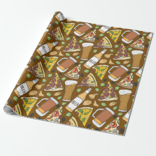 Papier Cadeau Pizza et Motif à carreaux de bière