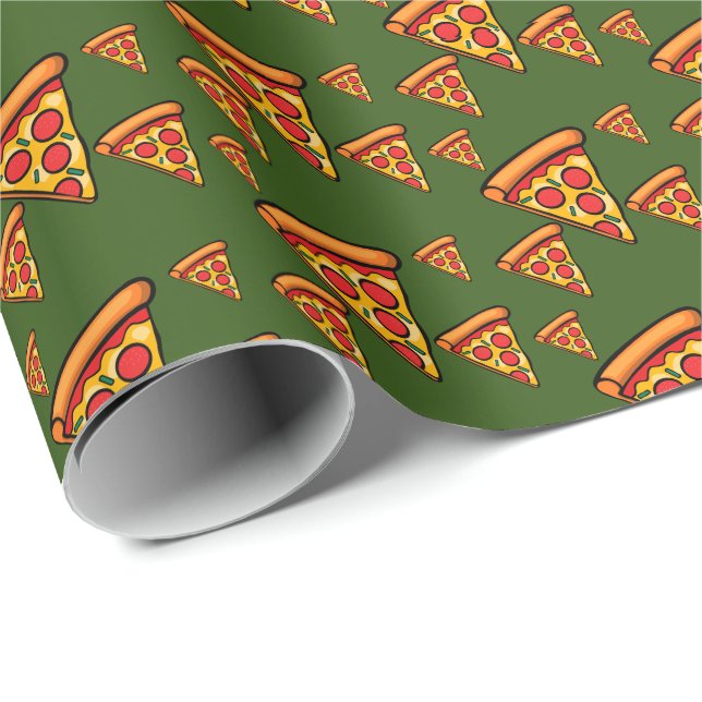 Papier Cadeau Pizza Friday Design - Papier d'enveloppement mat (Coin rond)