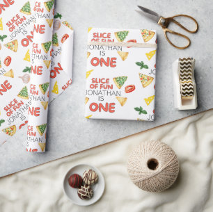 Papier Cadeau Pizza italienne moderne 1er anniversaire fête