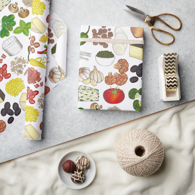 Papier Cadeau Pizza Party Topings Italien Food Pizzeria Pie (Artisanat)