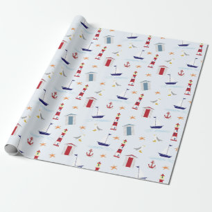 Papier Cadeau Plage Blue Lighthouse