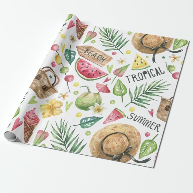 Papier Cadeau Plage colorée Fille Relax (Déroulé)
