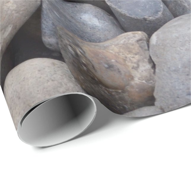 Papier Cadeau Plage côtière Beachcomber Plage Lover Pebbles Text (Coin rond)