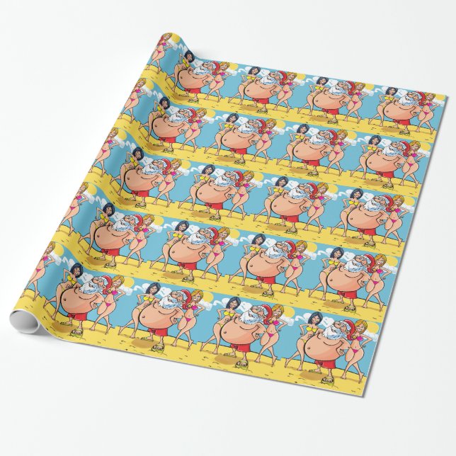 Papier Cadeau plage de bikini santa claus (Déroulé)
