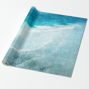 Papier Cadeau Plage Retro - Océan bleu Turquoise côtier Aquarell