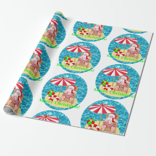 Papier Cadeau plage santa claus