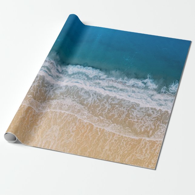 Papier Cadeau Plage tropicale Turquoise Bleu Mer Floride (Déroulé)