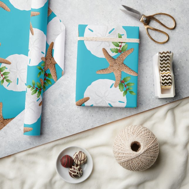 Papier Cadeau Plage Wreath Grand Motif Noël (Artisanat)