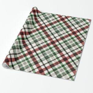 Papier Cadeau Plaid à la mode de Noël dans vert rouge et